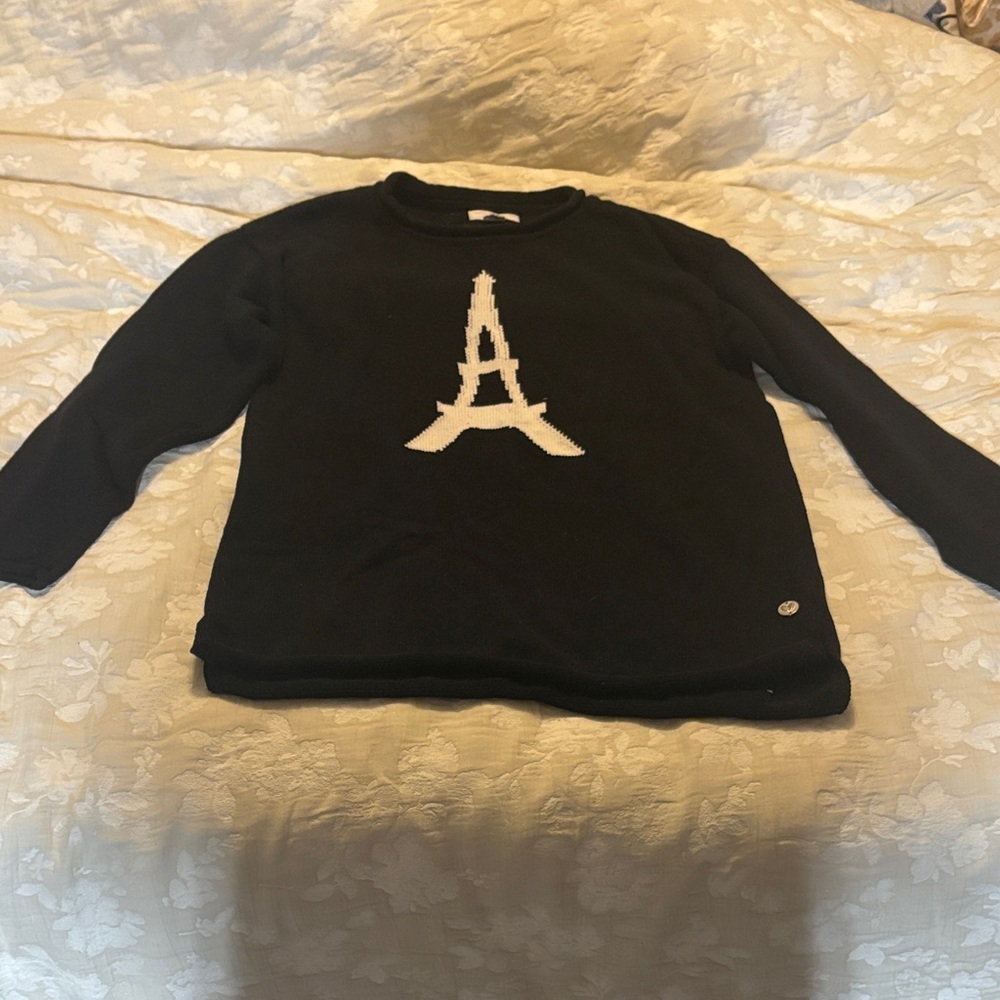 Black Sweater with Eiffel Tower Design